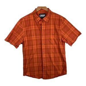 Mountain Khaki Orange Plaid Dune Short Sleeve Woven Shirt Classic Fit Size Med